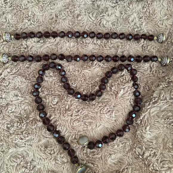 Heidi Daus Elegant Pink and Purple Gold Floral Necklace with Earrings - Picture 6 of 6